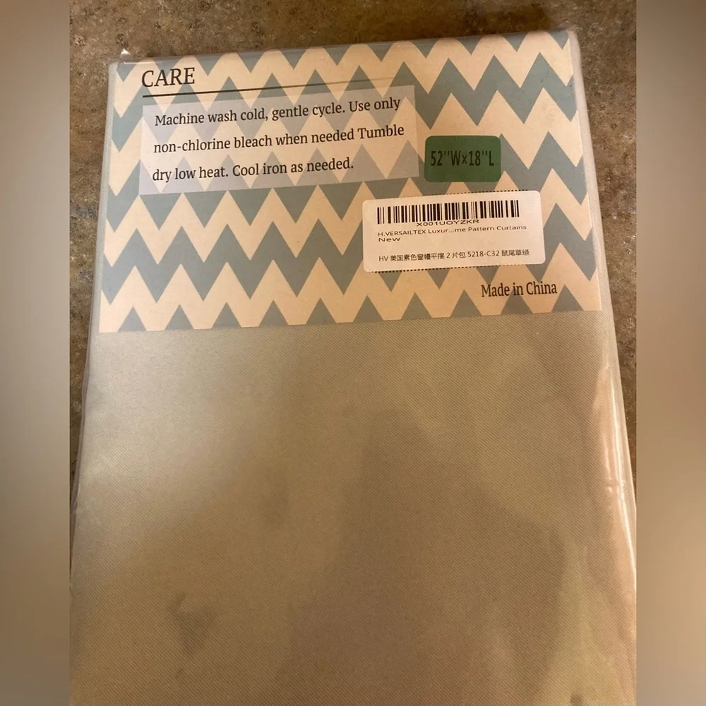 New Pair of Window Valences Blackout Light Sage Size 52”x18” Each Panel